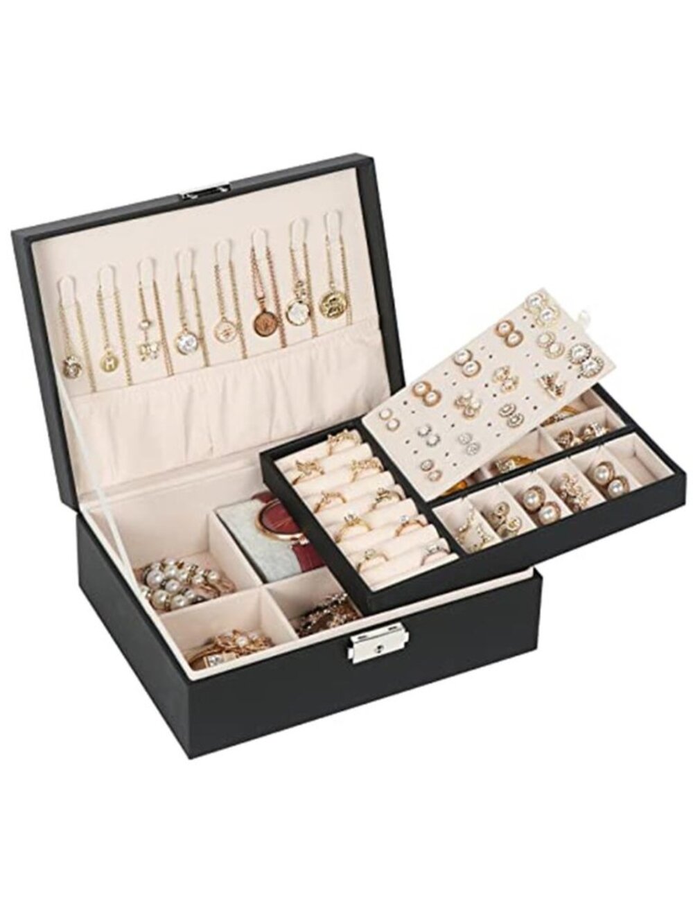 Jewelry Box Organizer Locking Storage Case Ring Earring Necklace Holder